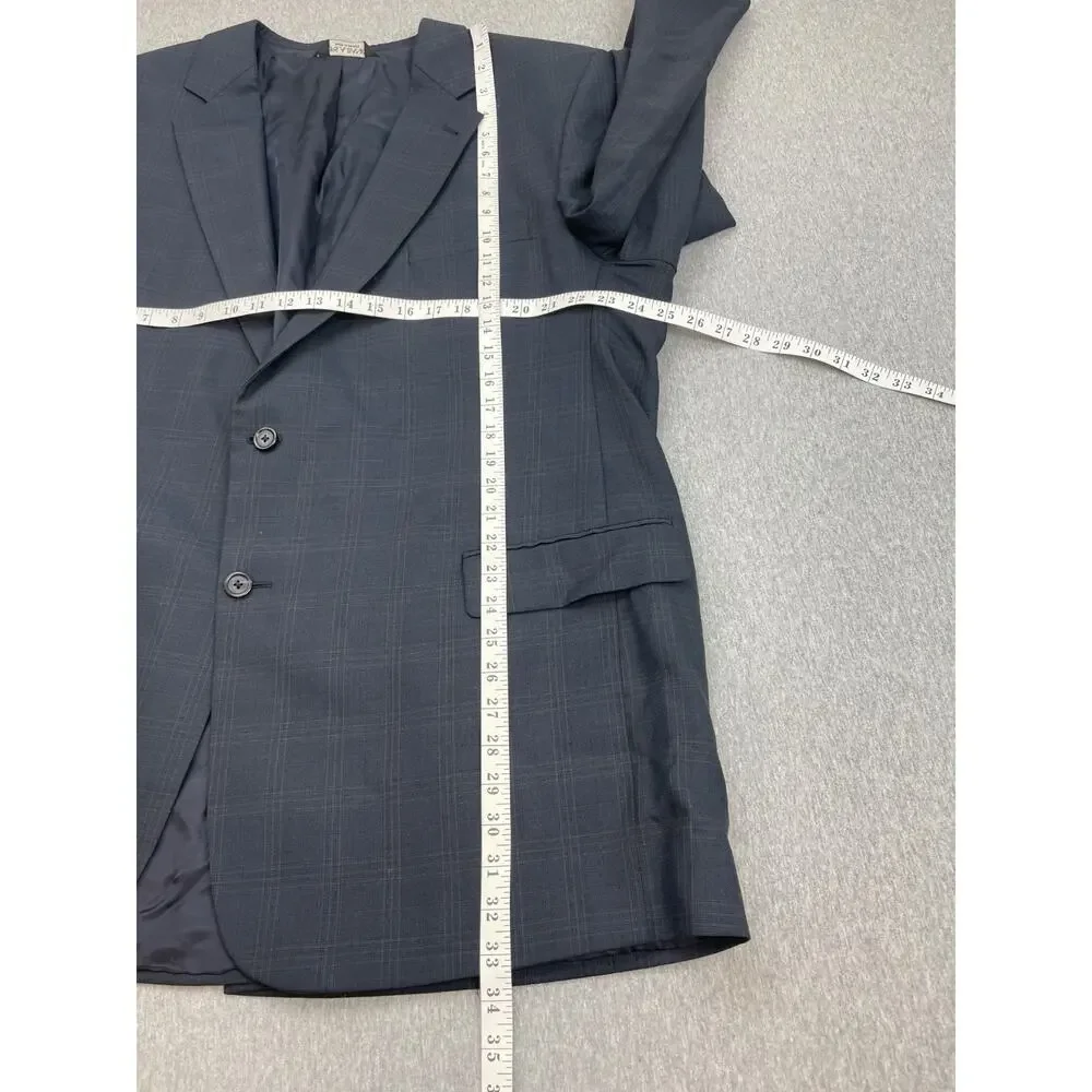 Jos A Bank Suit Mens 50L Plaid 100% Wool Single Breasted Pants 44 x 30 - 2 Piece